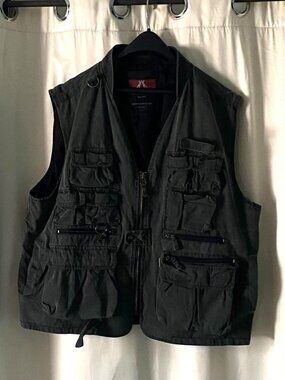 Kakadu Traders Australia 4V14 Travelers Waxed Canvas Utility Vest Charcoal Gray